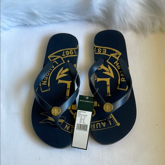 Ralph Lauren Shoes - Ralph Lauren Women’s Elissa II Navy Flip Flops Thong Size 7B. New Without box.